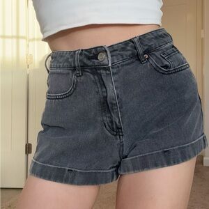 PacSun High-Rise Charcoal Rolled-Hem Denim Shorts